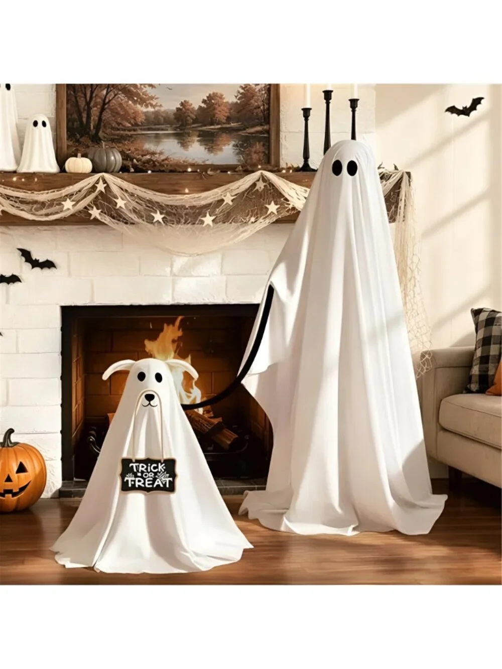 2 Pack Spooky Ghost Dog Halloween Decor Indoor for Party Decorations
